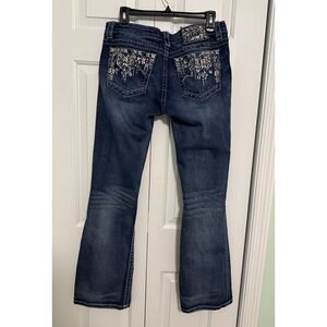 Miss Me Jeans Women's Sz. 31 Blue Signature Boot Cut Low Rise